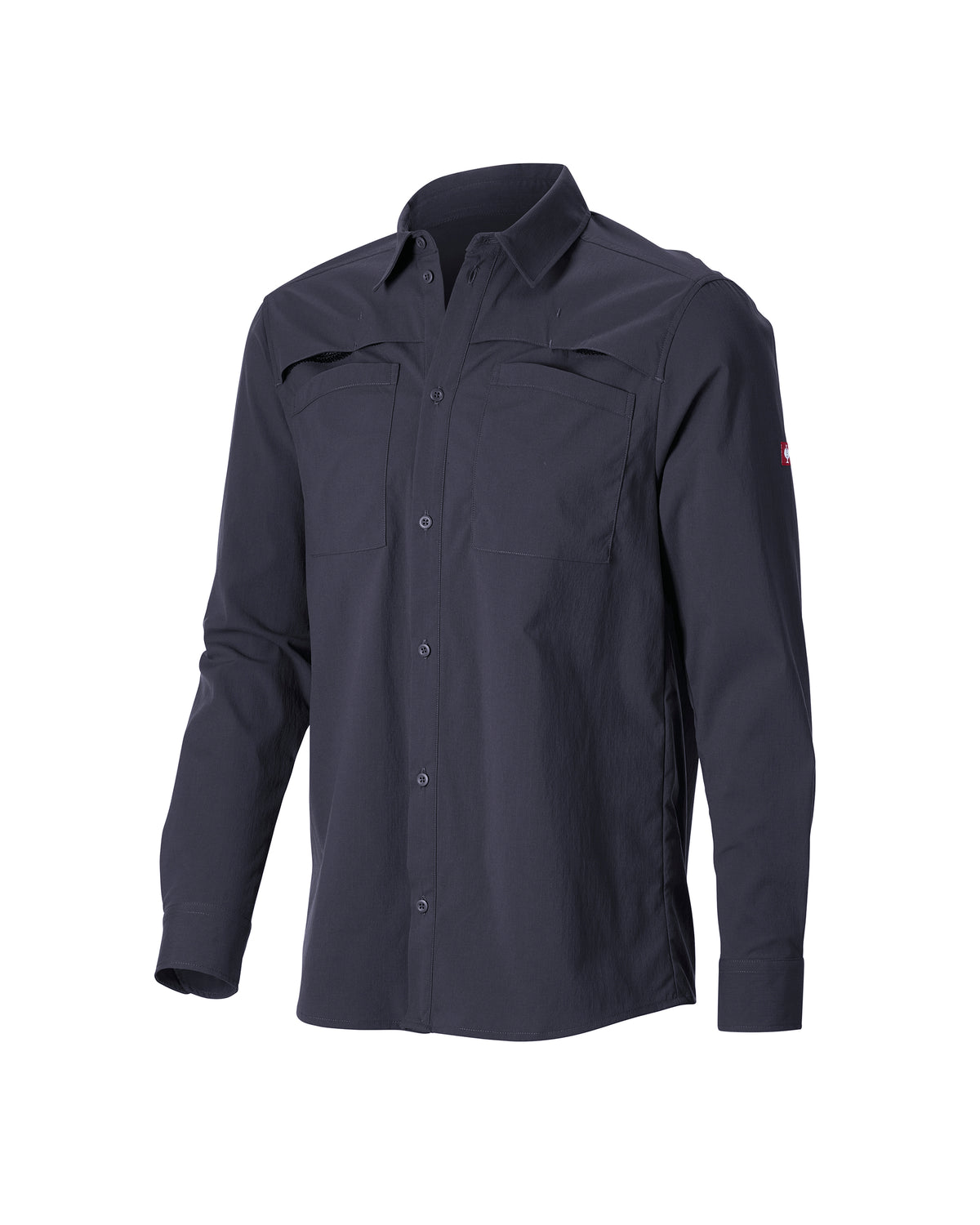 STRAUSS e.s.taktik Stretch Ripstop Long Sleeve Work Shirt in nero blue on a plain product background