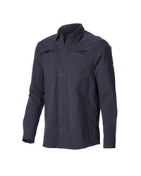 STRAUSS e.s.taktik Stretch Ripstop Long Sleeve Work Shirt in nero blue on a plain product background