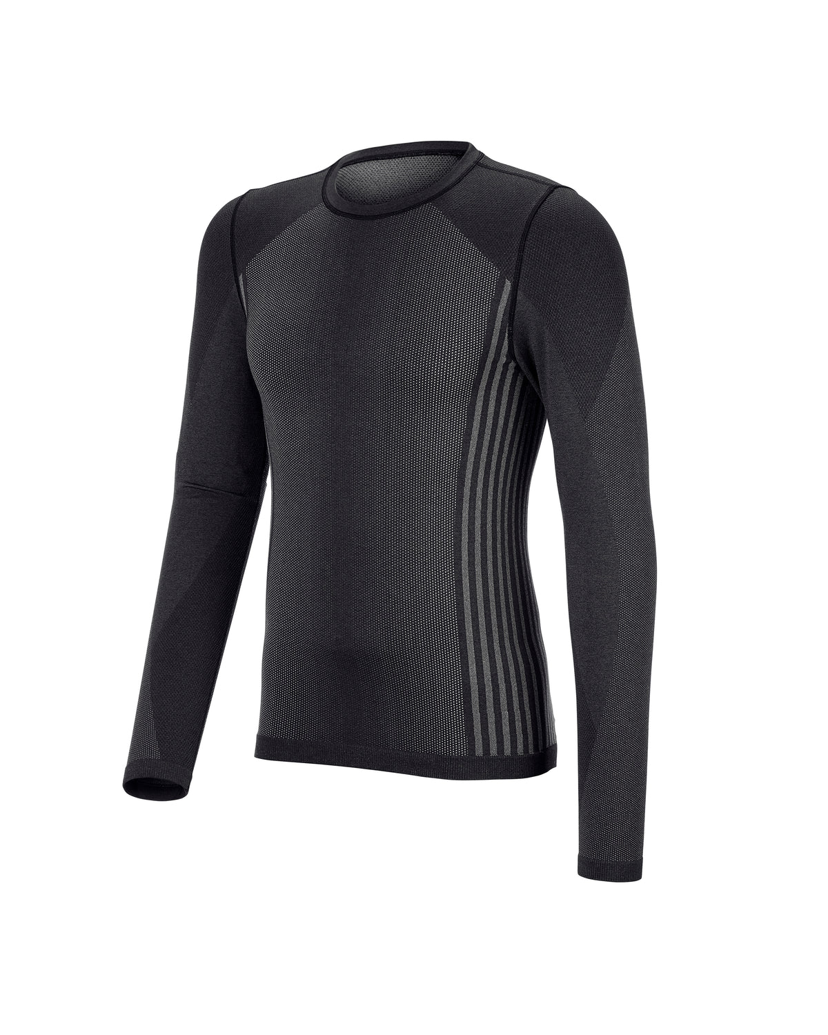 STRAUSS e.s.trail pure Warm Seamless Thermal Long Sleeve Shirt in black and basalt gray on a plain product background