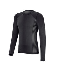 STRAUSS e.s.trail pure Warm Seamless Thermal Long Sleeve Shirt in black and basalt gray on a plain product background