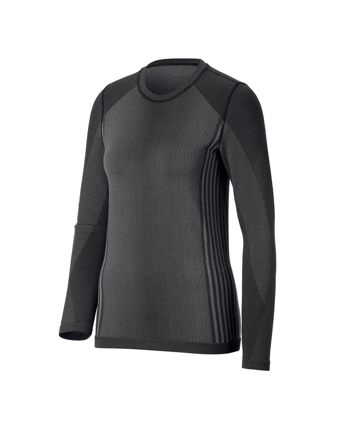 Women's STRAUSS e.s.trail pure Warm Seamless Thermal Long Sleeve Shirt in black and basalt gray on a plain product background