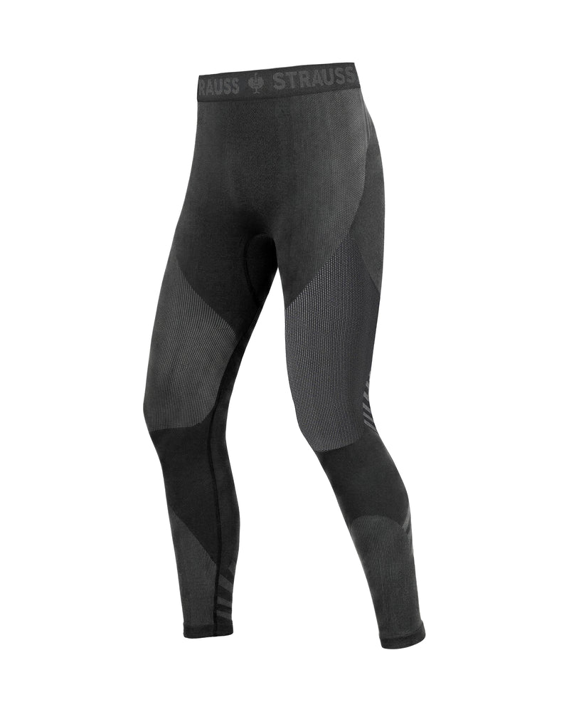 STRAUSS Warm Seamless Thermal Pants e.s.trail pure in black/basalt gray, front view