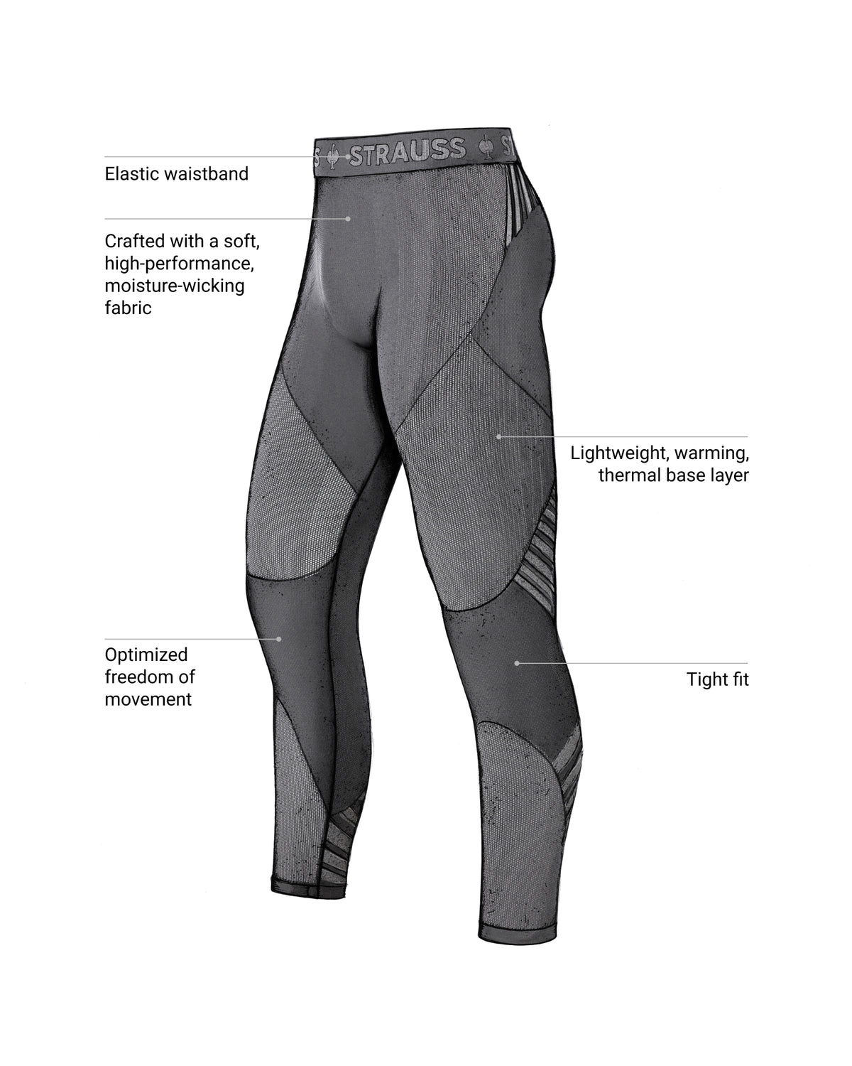 Feature view of Warm Seamless Thermal Pants e.s.trail pure in black/basalt gray, showing seamless thermal fabric