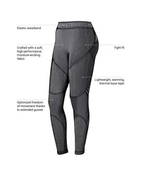 Feature view of Women's Warm Seamless Thermal Pants e.s.trail pure in black/basalt gray, showing seamless thermal fabric