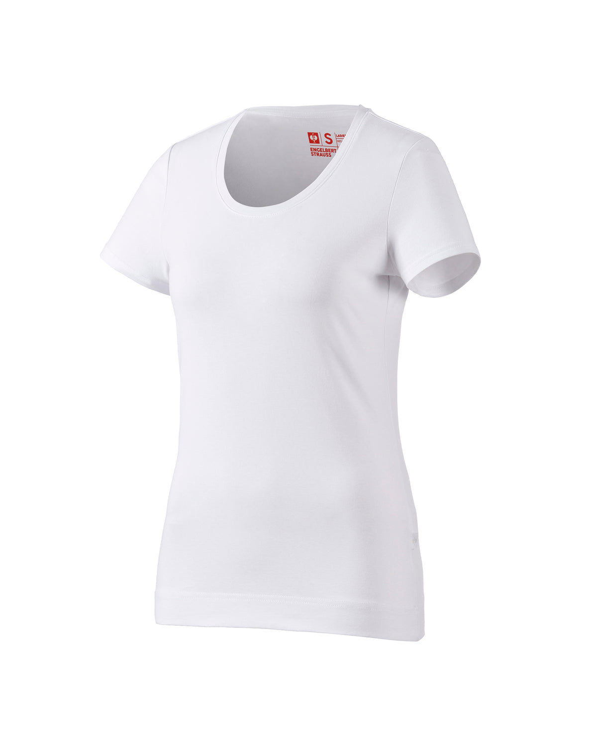 Women's STRAUSS Cotton Stretch T-Shirt in white on a plain product background