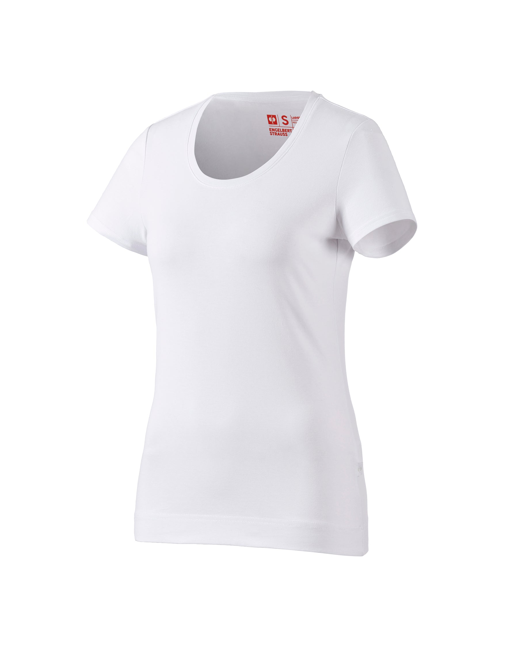 Women's STRAUSS Cotton Stretch T-Shirt in white on a plain product background