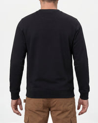 STRAUSS cotton-poly crew neck sweatshirt in black, worn by model, back view
