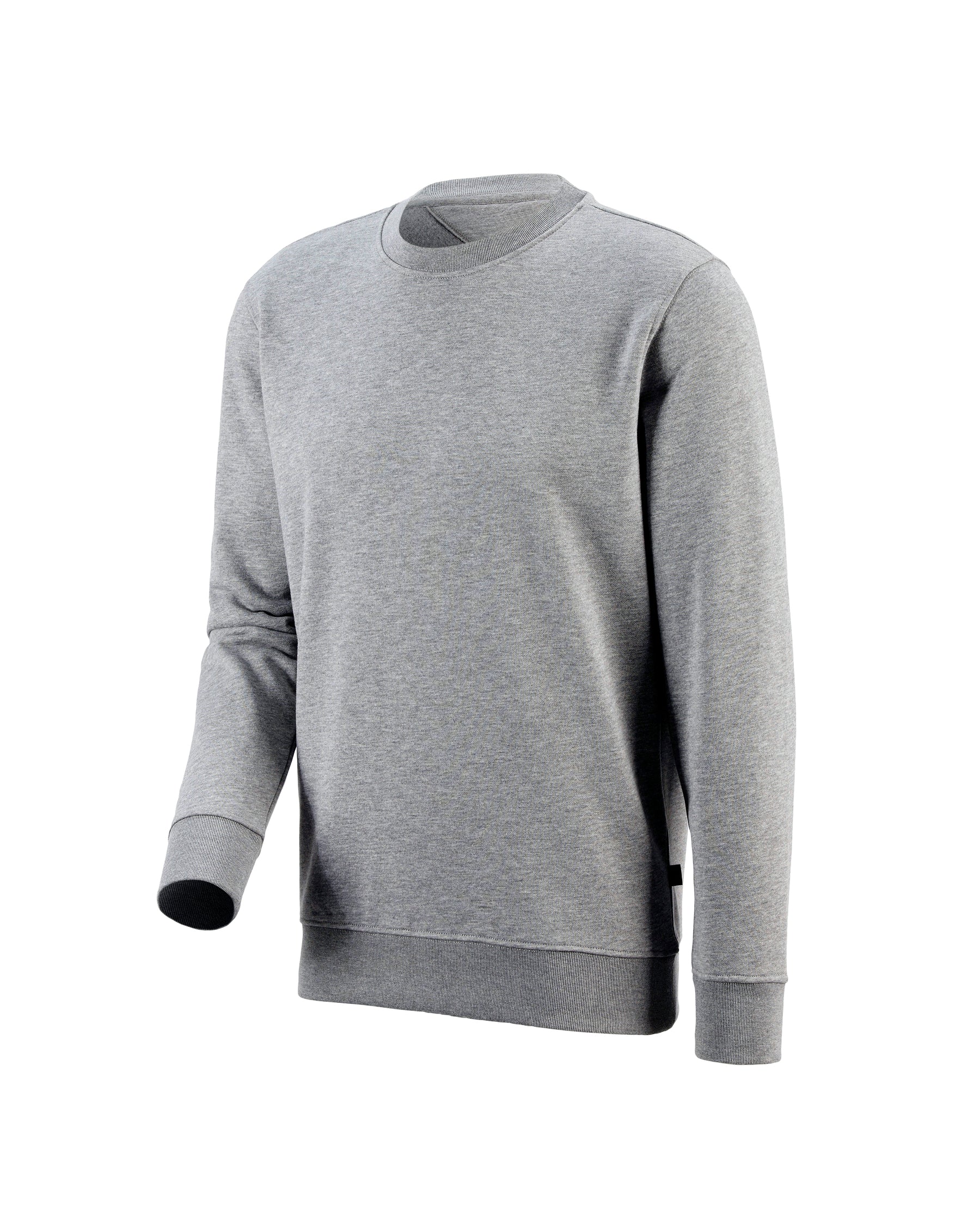 STRAUSS cotton-poly crew neck sweatshirt in gray melange, front view