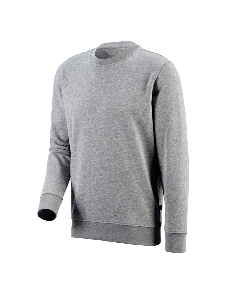 STRAUSS cotton-poly crew neck sweatshirt in gray melange, front view