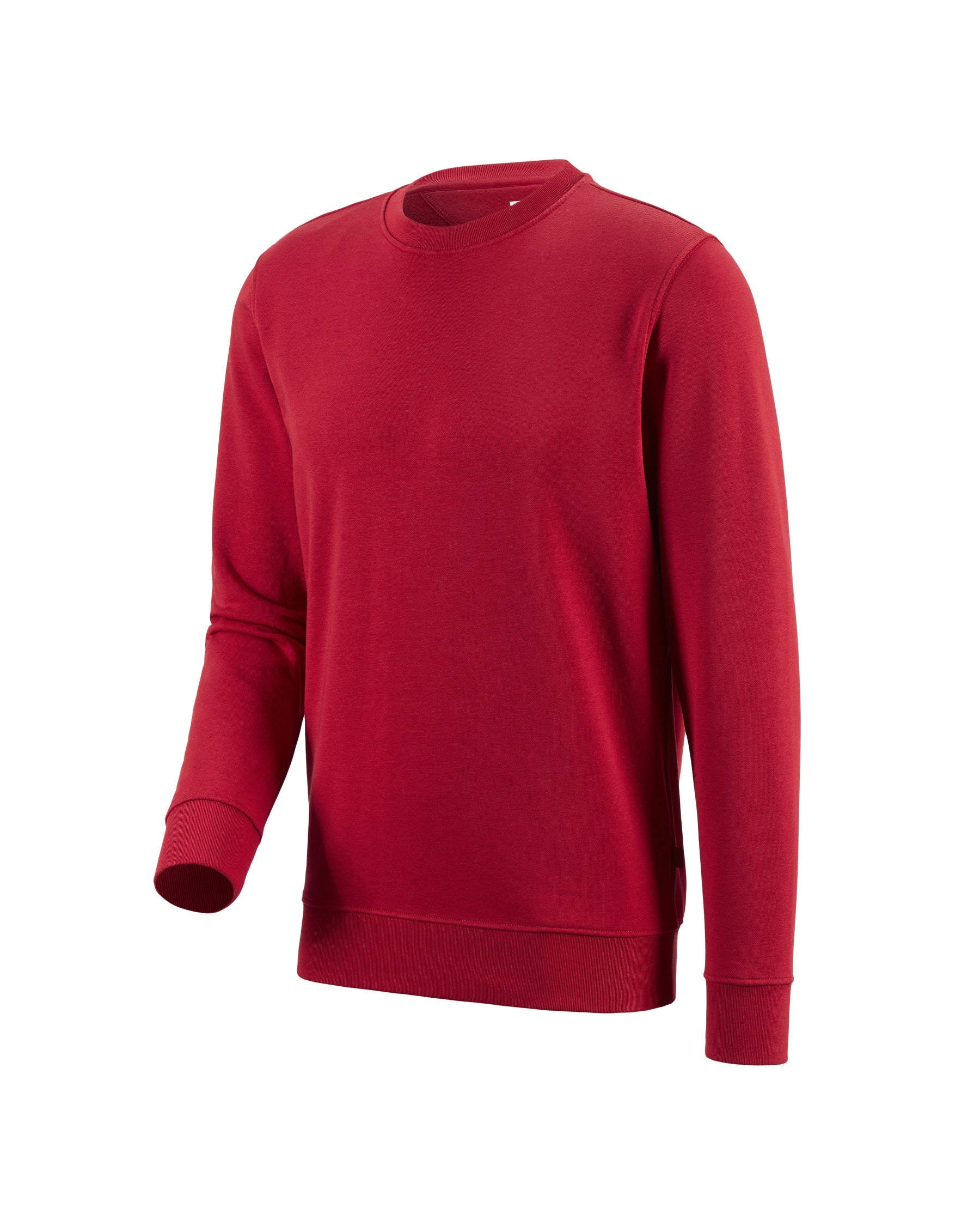 STRAUSS cotton-poly crew neck sweatshirt in fire red, front view
