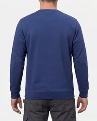 STRAUSS cotton-poly crew neck sweatshirt in royal blue, worn by model, back view