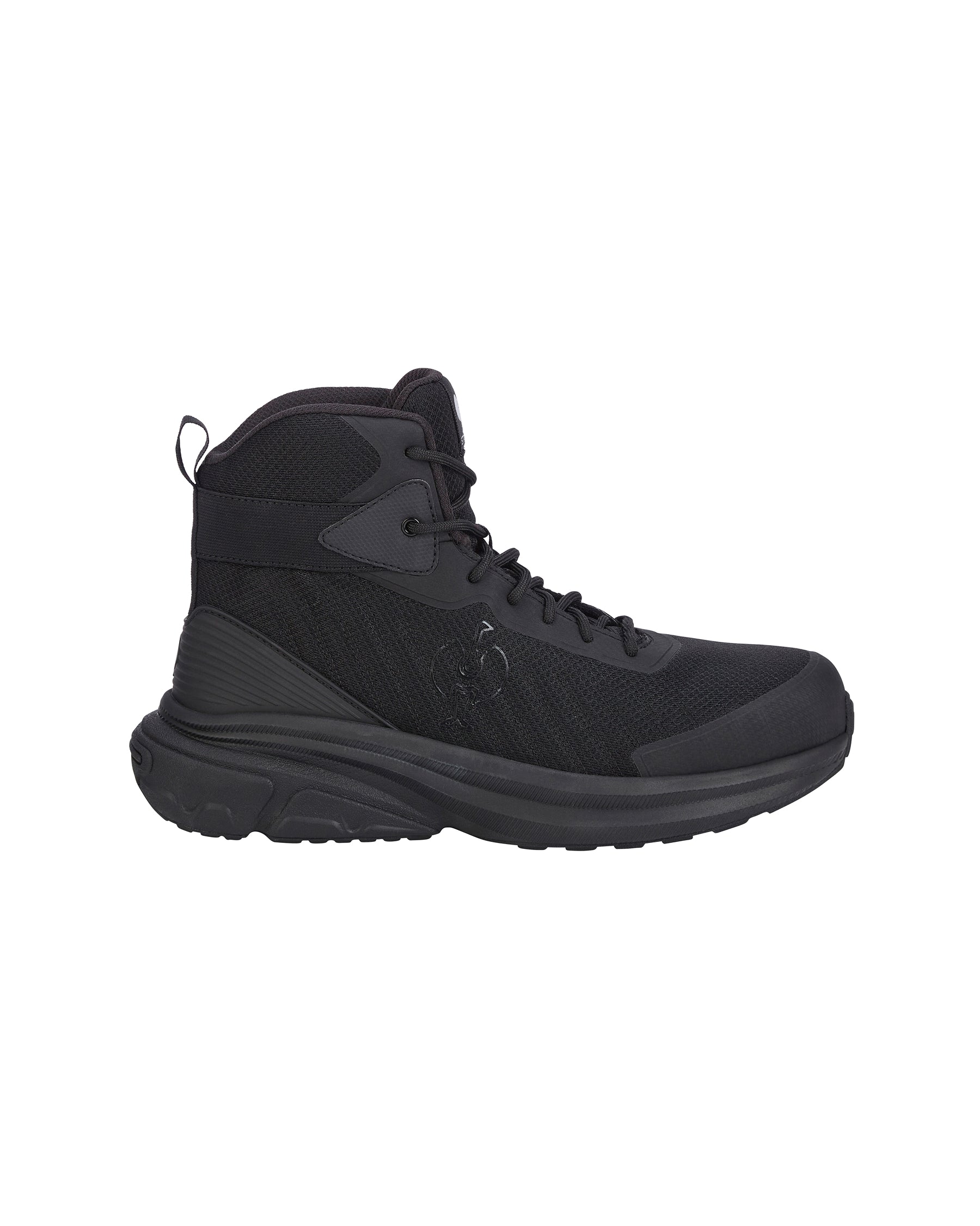 Salomon mid-height hiking boot in dark brown and black, shown from a lateral profile view against a white background.