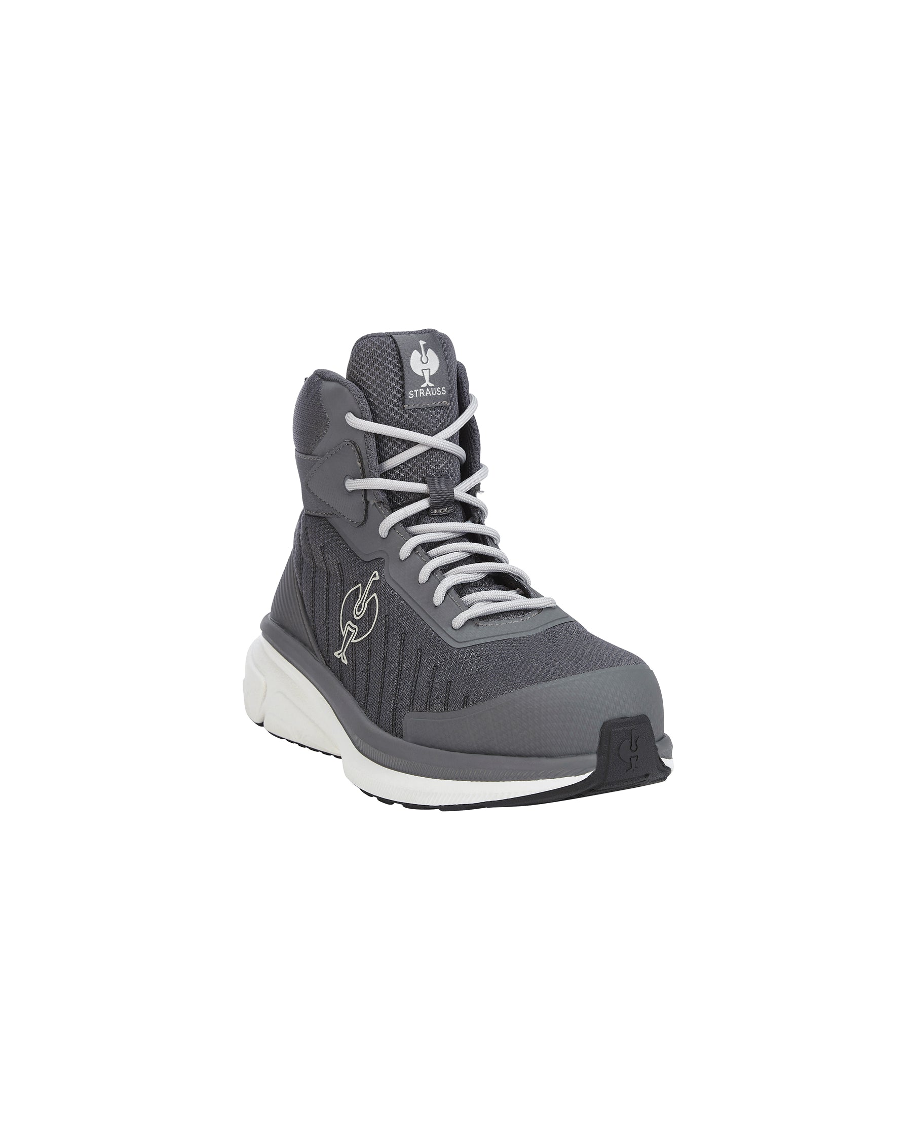 Strauss 1003 6 inch steel toe work boot in anthracite seen from the front 3/4 view