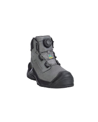 Black rubber clog shoe on a white background