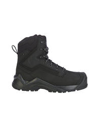 A black tactical-style ankle boot with a rugged sole, lace-up front, and heel pull tab, shown from a side profile on a plain white background.