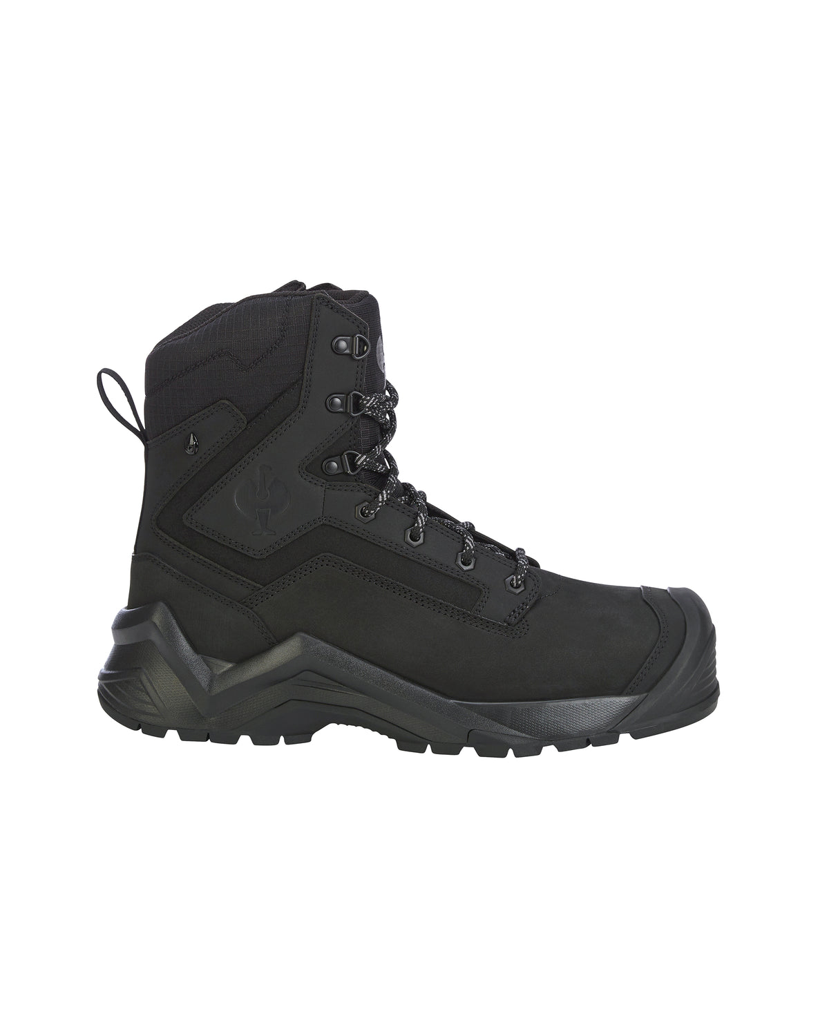 A black tactical-style ankle boot with a rugged sole, lace-up front, and heel pull tab, shown from a side profile on a plain white background.