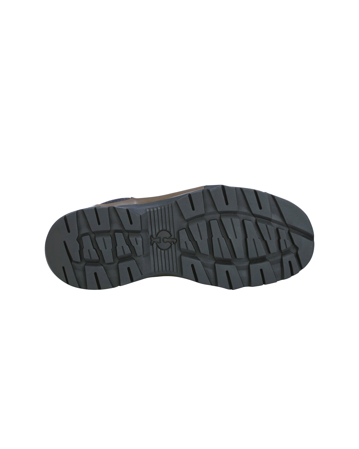 View of the underside of the Strauss 7004 8" work boot, showing off the sole details. 