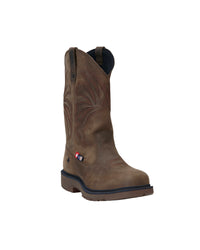 STRAUSS Doonan 12-inch Composite Toe Work Boot in Brown, front three-quarter view