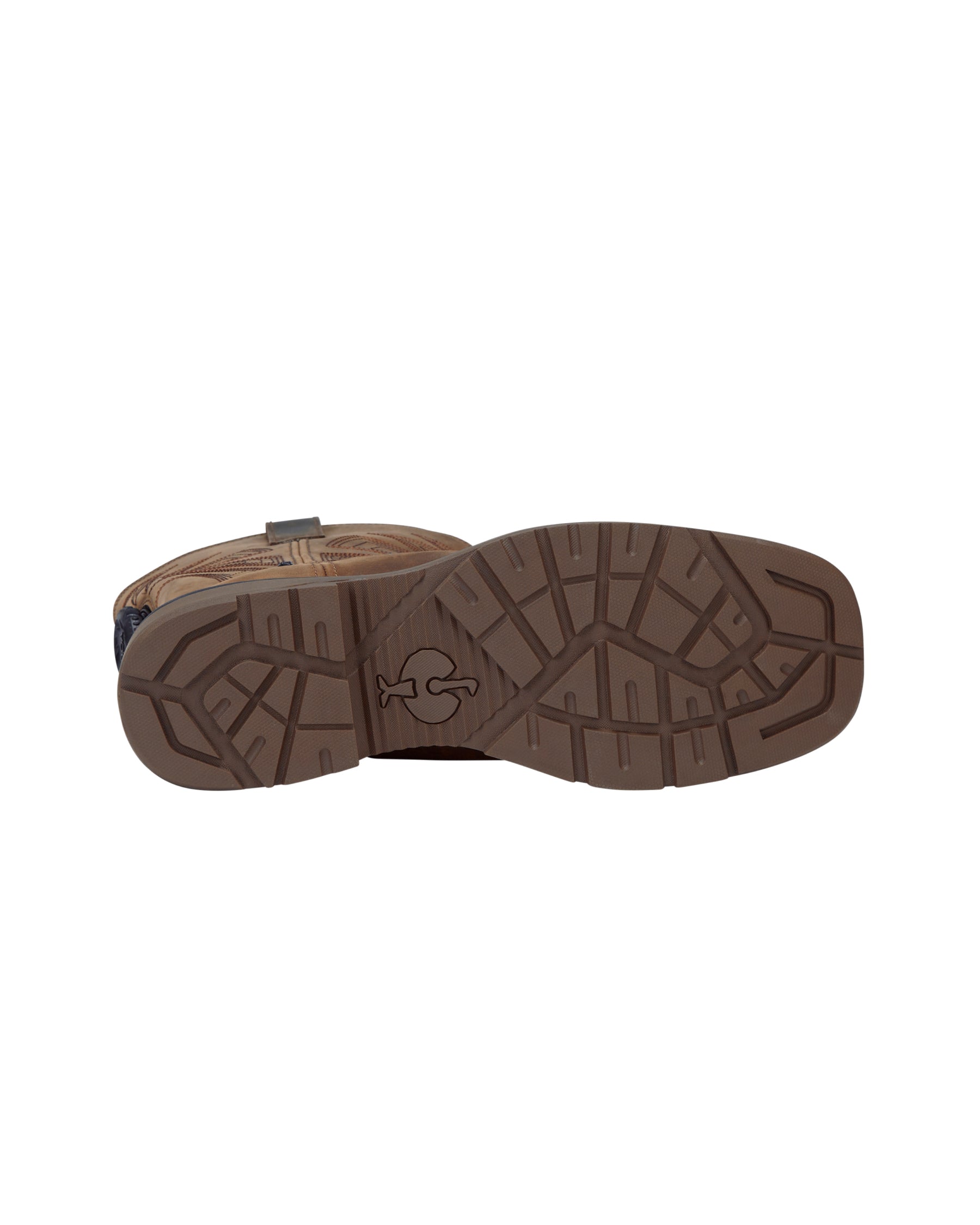 Outsole tread view of the STRAUSS Doonan 12-inch Composite Toe Work Boot in Brown