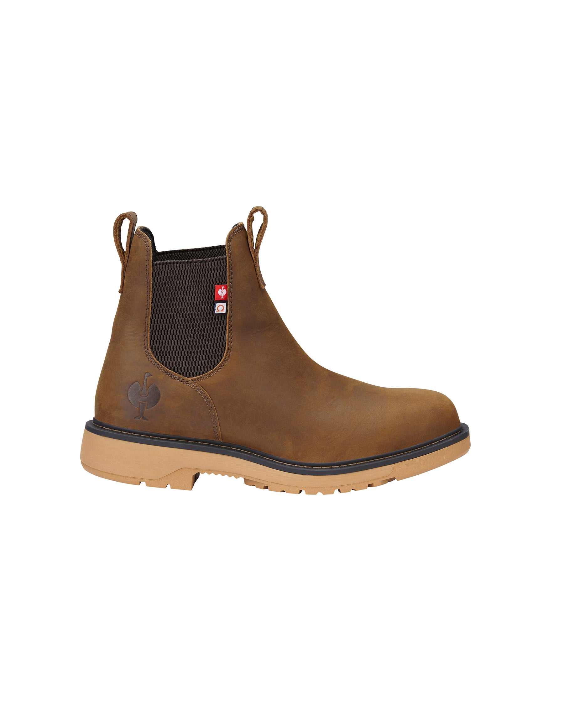 STRAUSS Woodford 6-inch Composite Toe Chelsea Boot in Carob brown, side profile view