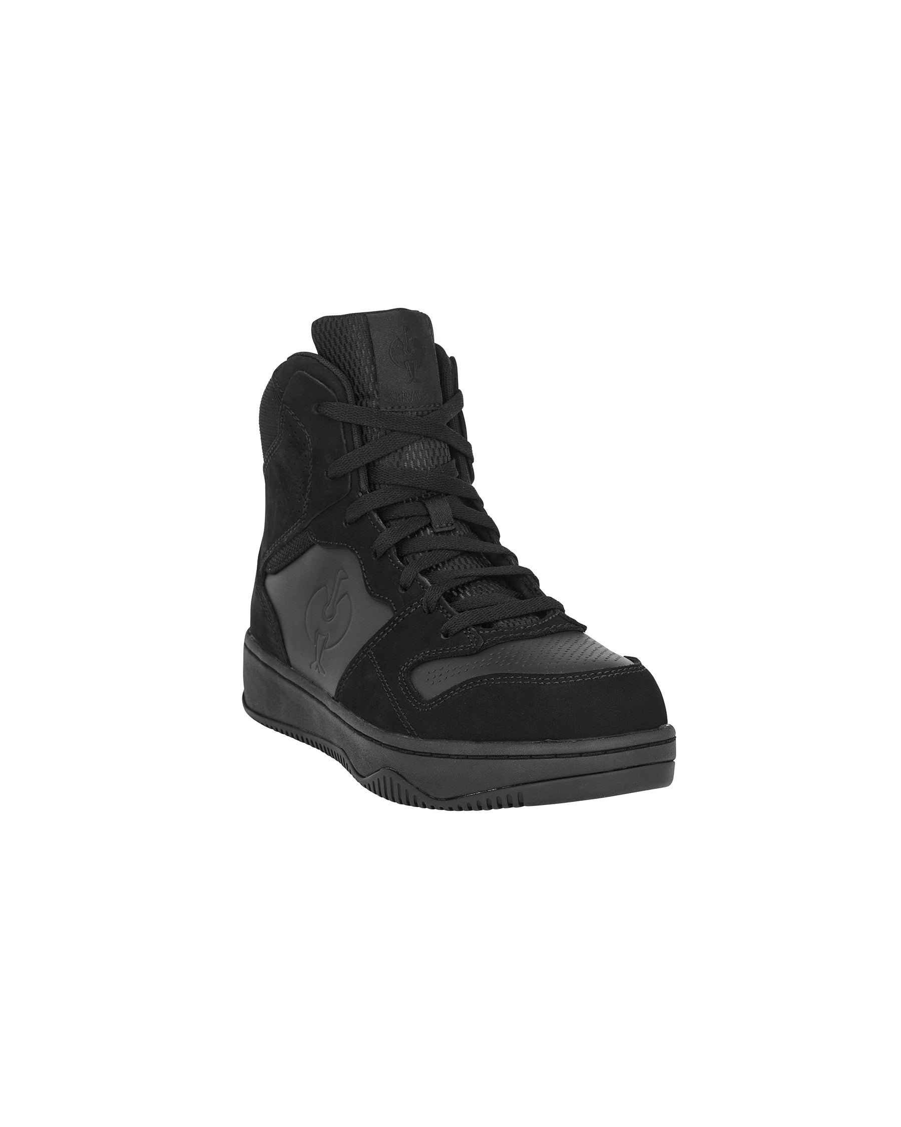 STRAUSS Eindhoven 6-inch Steel Toe Work Boot in Black, front three-quarter view