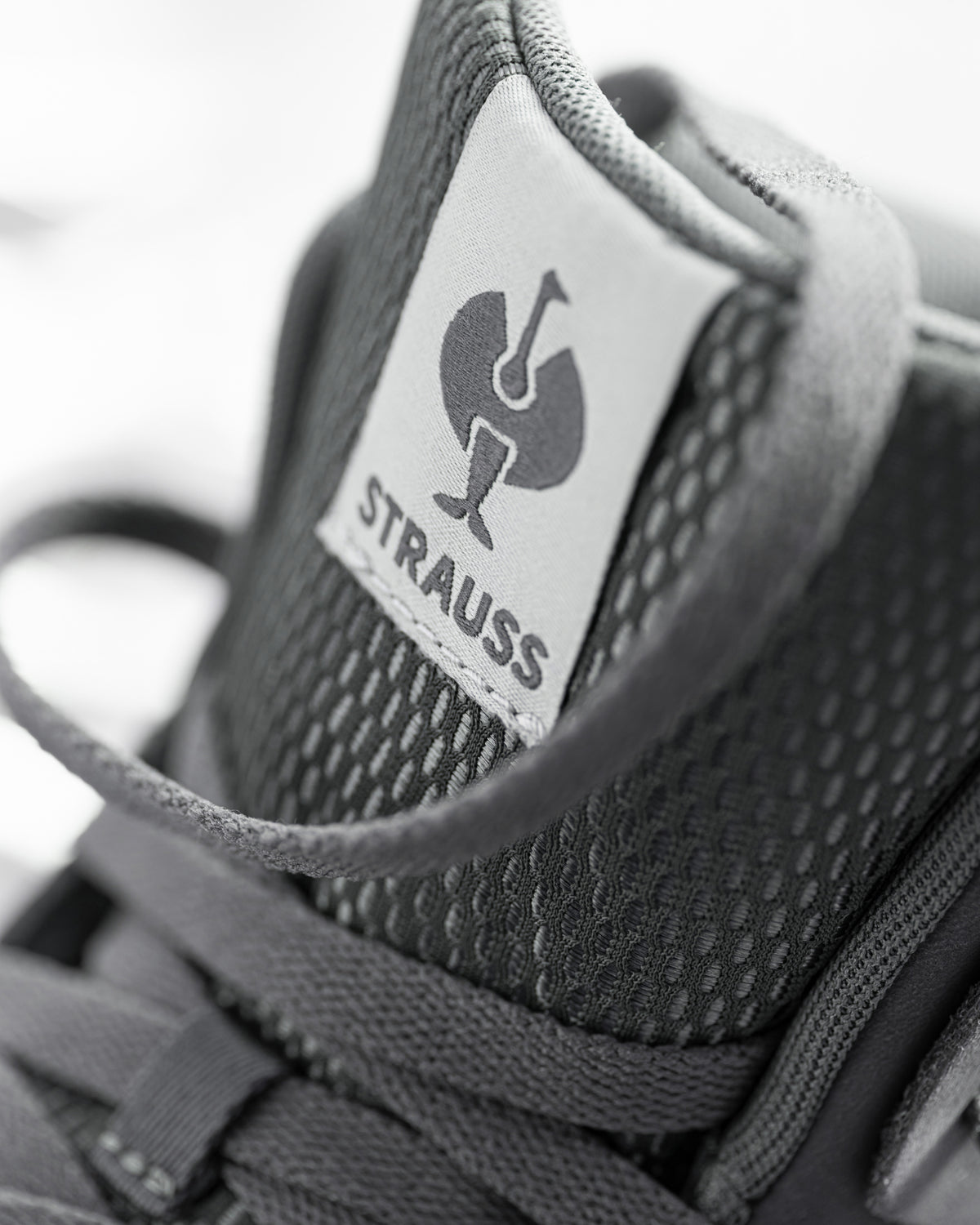Close-up of the Carbon gray Eindhoven 6-inch Steel Toe Work Boot upper and laces