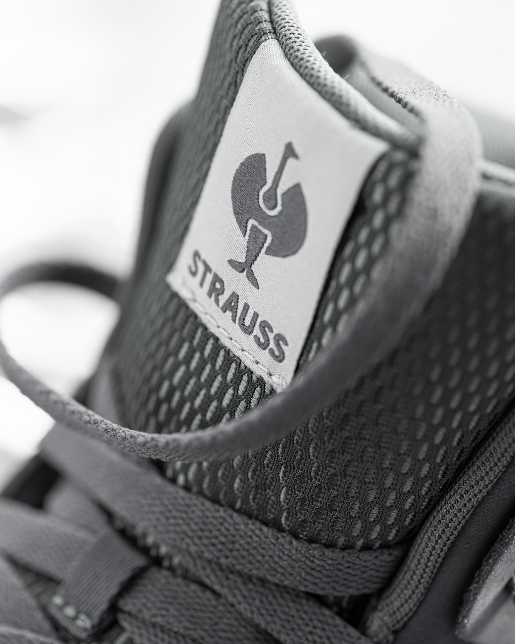 Close-up of the Carbon gray Eindhoven 6-inch Steel Toe Work Boot upper and laces