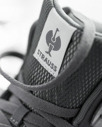 Close-up of the Carbon gray Eindhoven 6-inch Steel Toe Work Boot upper and laces
