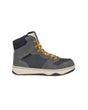 STRAUSS Eindhoven 6-inch Steel Toe Work Boot in Carbon gray and Nero blue, side profile view