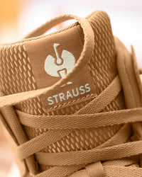 Close-up of the Almond brown Eindhoven 6-inch Steel Toe Work Boot upper and laces