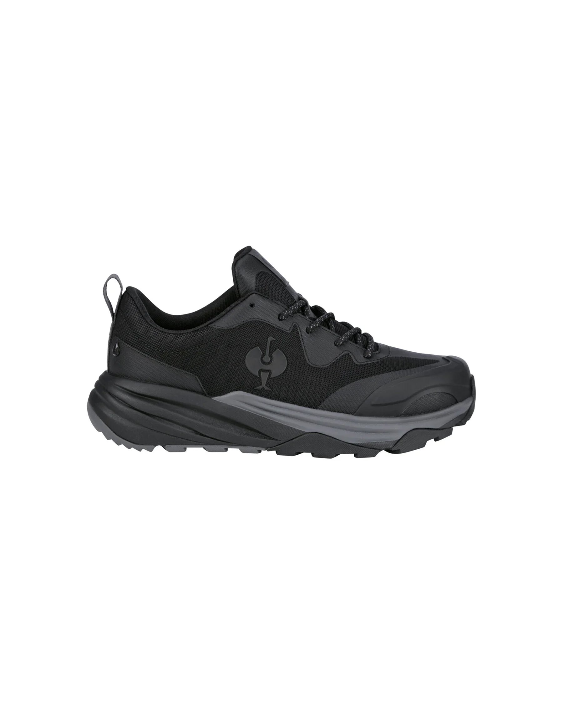 STRAUSS Harlem Composite Toe Work Shoe in Black, side profile view