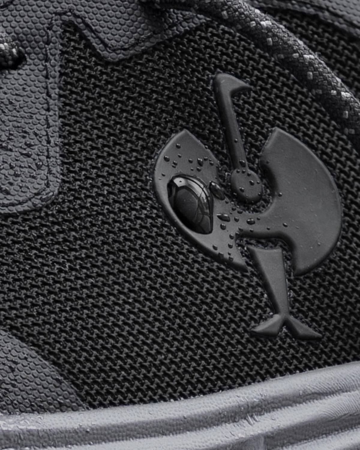 Close-up of the Black Harlem Composite Toe Work Shoe upper