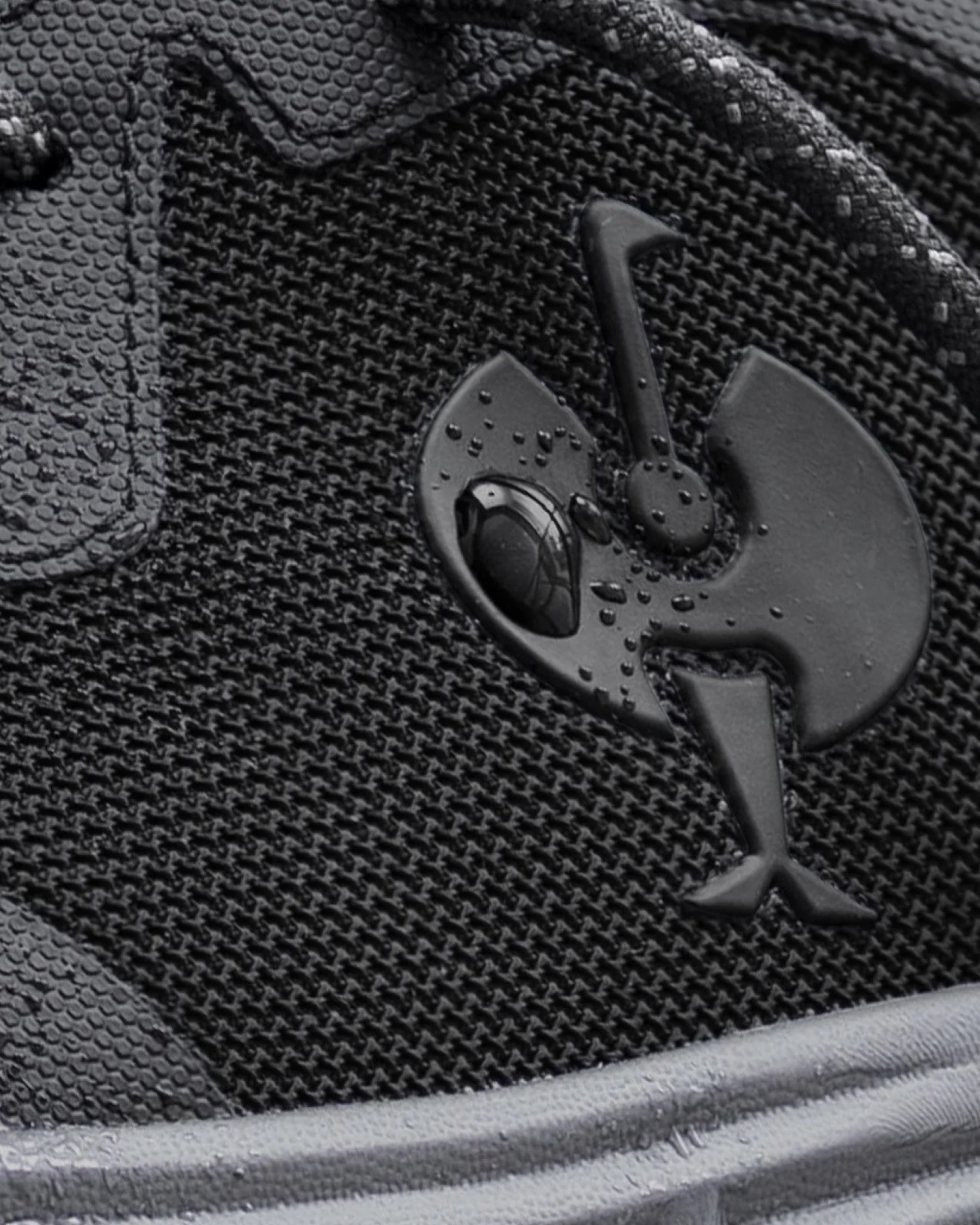 Close-up of the Black Harlem Composite Toe Work Shoe upper