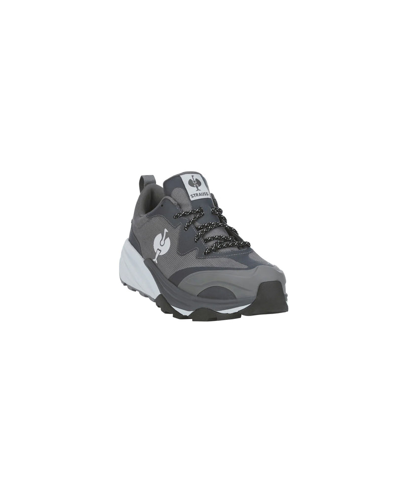 STRAUSS Harlem Composite Toe Work Shoe in Basalt gray, front three-quarter view