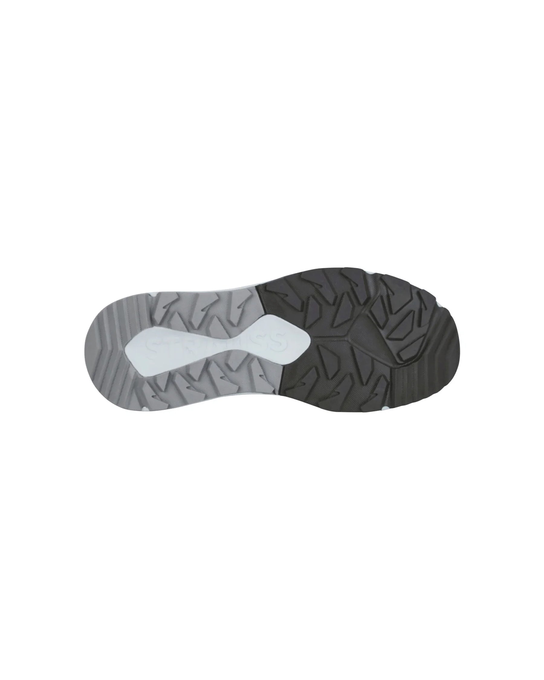 Outsole tread view of the STRAUSS Harlem Composite Toe Work Shoe in Basalt gray