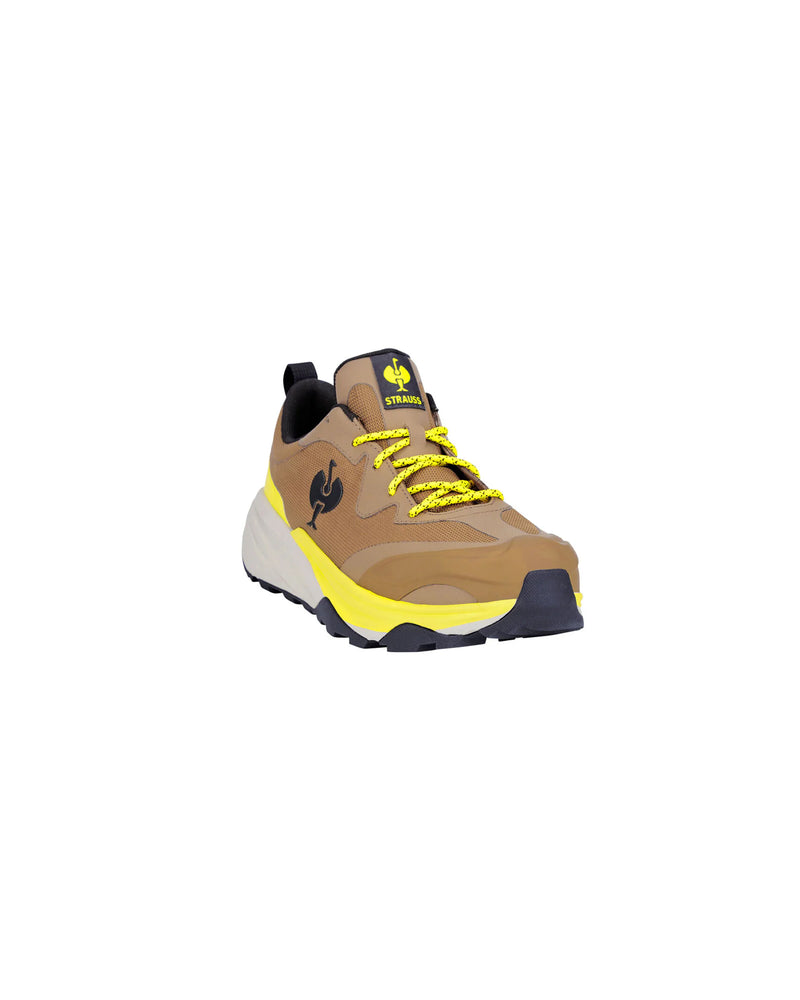 STRAUSS Harlem Composite Toe Work Shoe in Almond brown, front three-quarter view