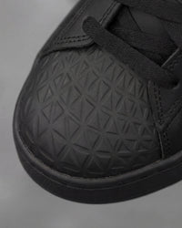 Close-up of the Black Philly Steel Toe Work Shoe steel toe area