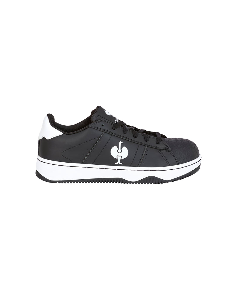 STRAUSS Philly Steel Toe Work Shoe in Black and White, side profile view