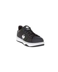 STRAUSS Philly Steel Toe Work Shoe in Black and White, front three-quarter view