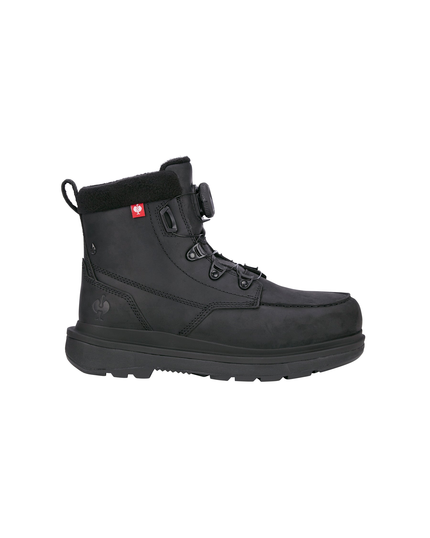STRAUSS Woodside 6-inch Steel Toe Work Boot in Black, side profile view
