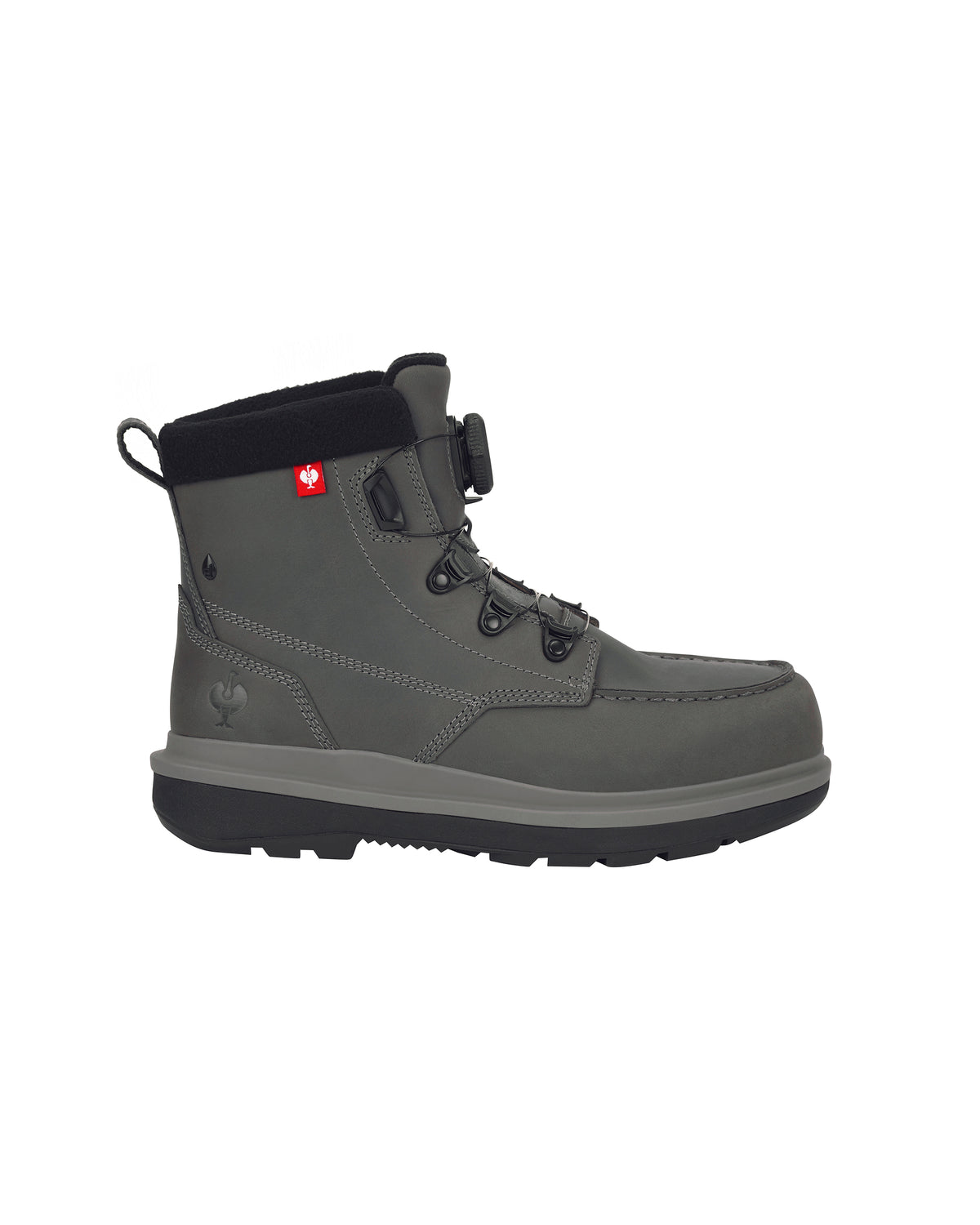 STRAUSS Woodside 6-inch Steel Toe Work Boot in Carbon gray, side profile view