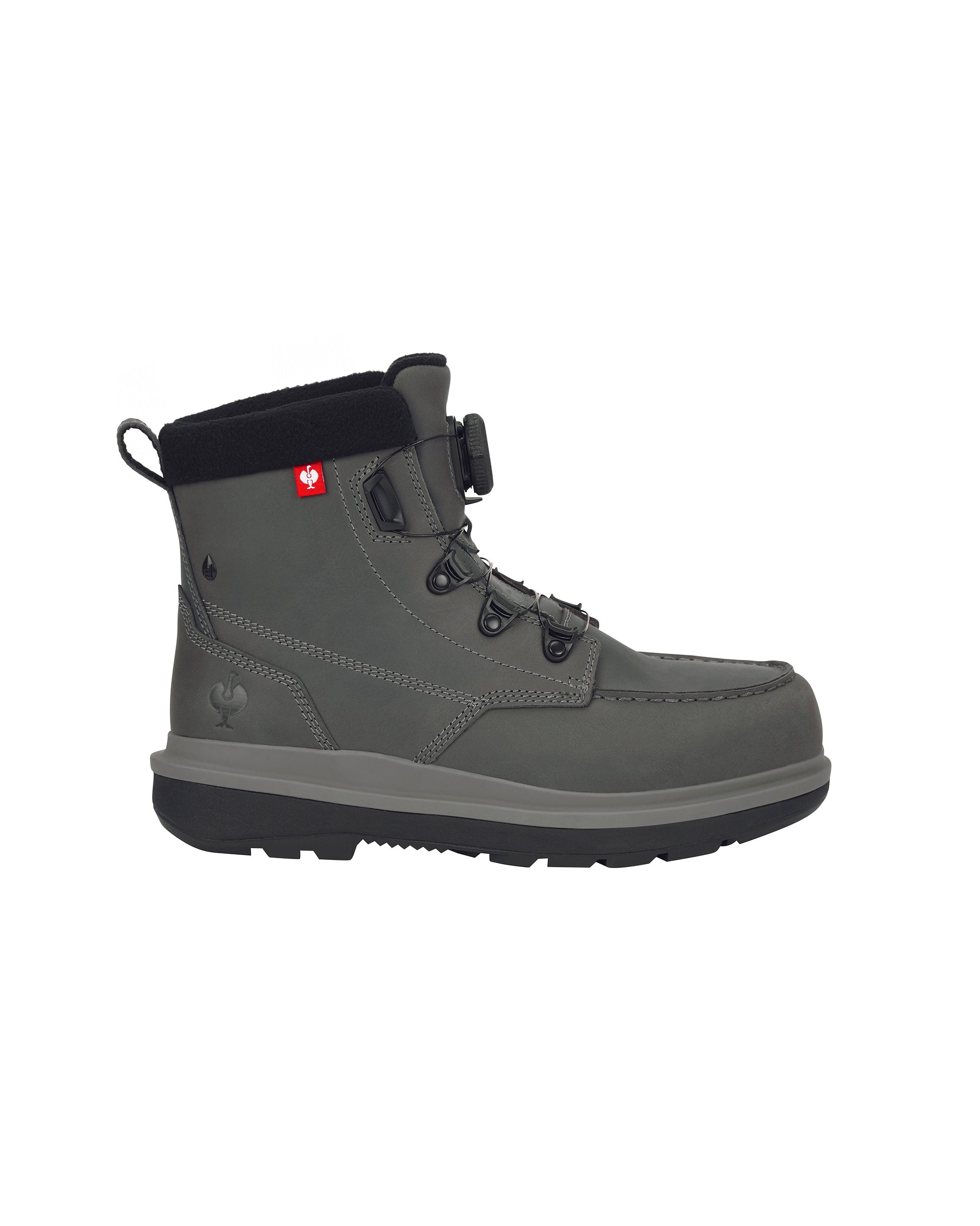 STRAUSS Woodside 6-inch Steel Toe Work Boot in Carbon gray, side profile view