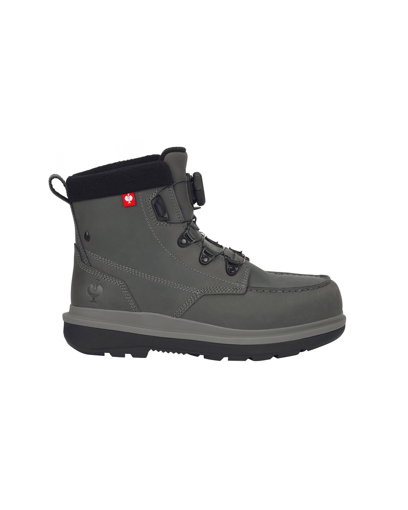 STRAUSS Woodside 6-inch Steel Toe Work Boot in Carbon gray, side profile view