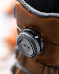 Close-up of the Desert brown Woodside 6-inch Steel Toe Work Boot upper