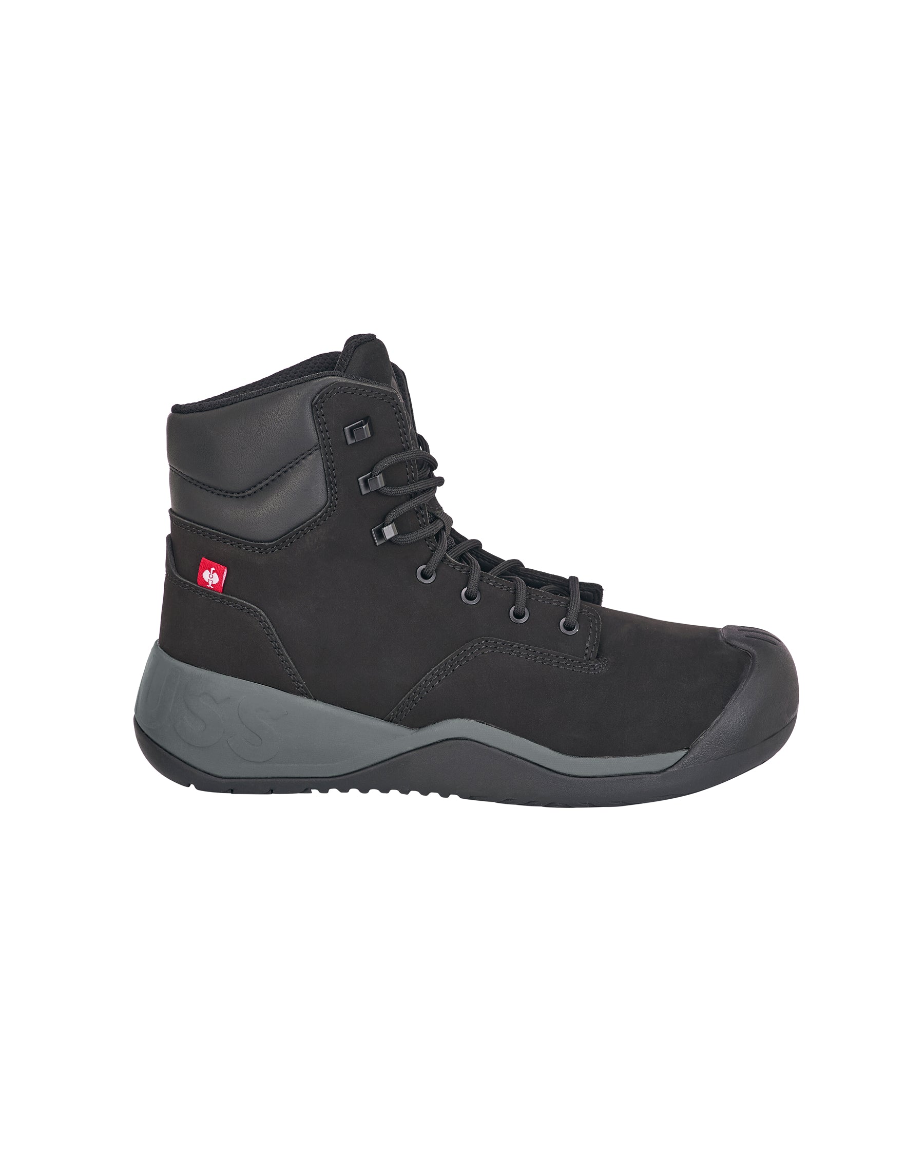 STRAUSS Queenstown 6-inch Steel Toe Work Boot in Black, side profile view