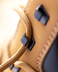 Close-up of the Almond brown Queenstown 6-inch Steel Toe Work Boot laces
