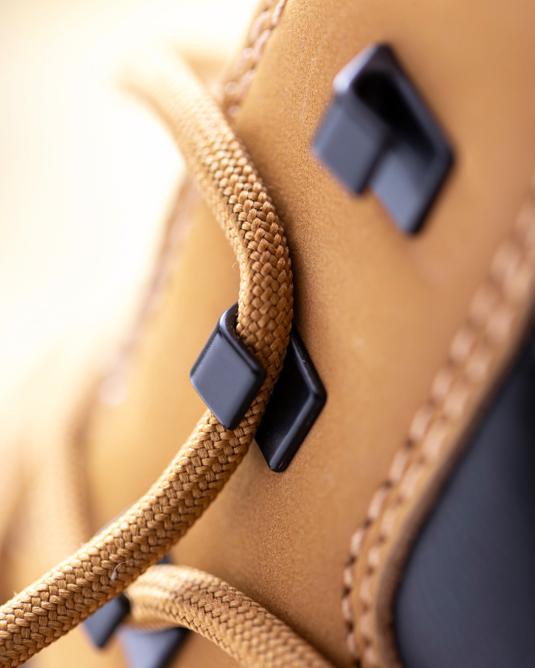 Close-up of the Almond brown Queenstown 6-inch Steel Toe Work Boot laces