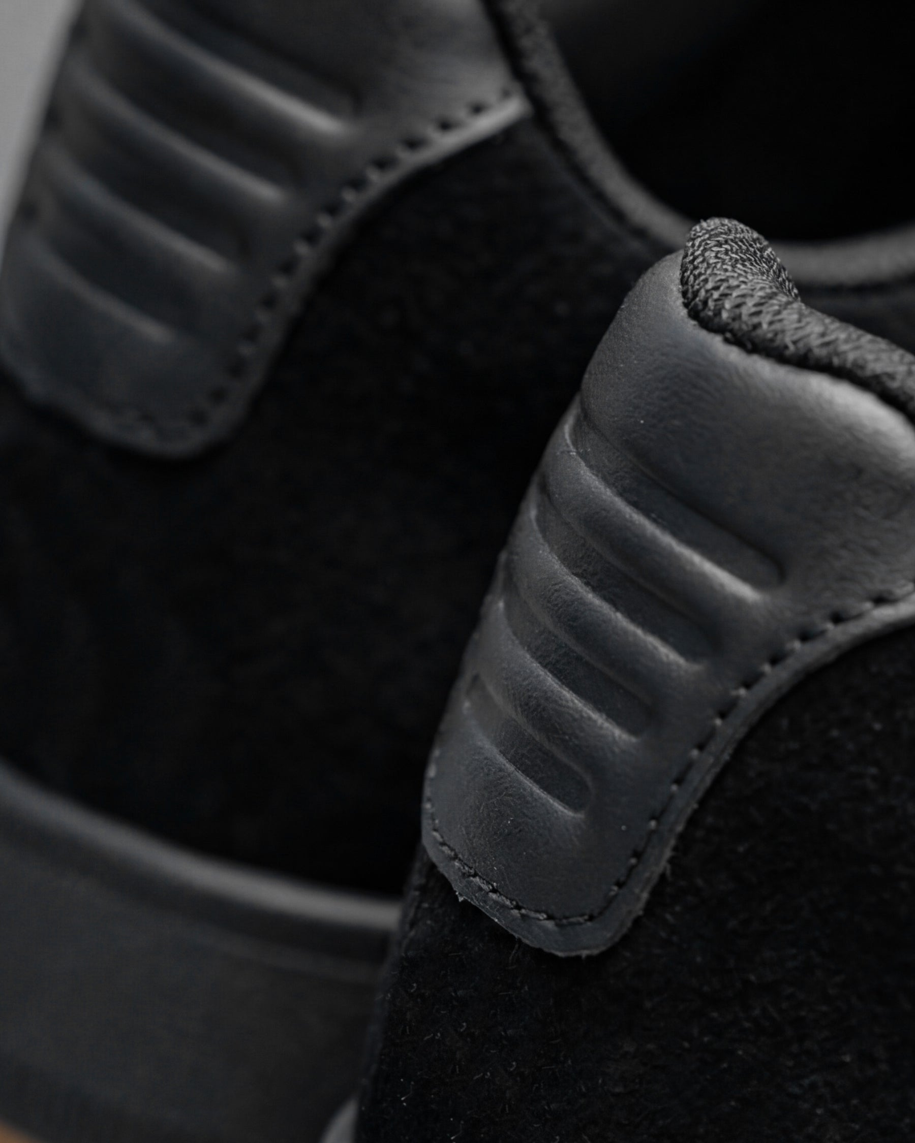 Close-up of the Black Tampa Steel Toe Work Shoe material
