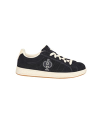 STRAUSS Tampa Steel Toe Work Shoe in Black and Light beige, side profile view