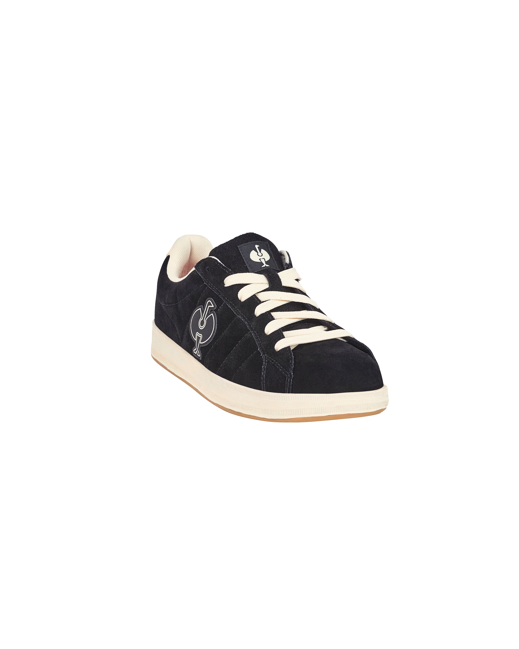 STRAUSS Tampa Steel Toe Work Shoe in Black and Light beige, front three-quarter view